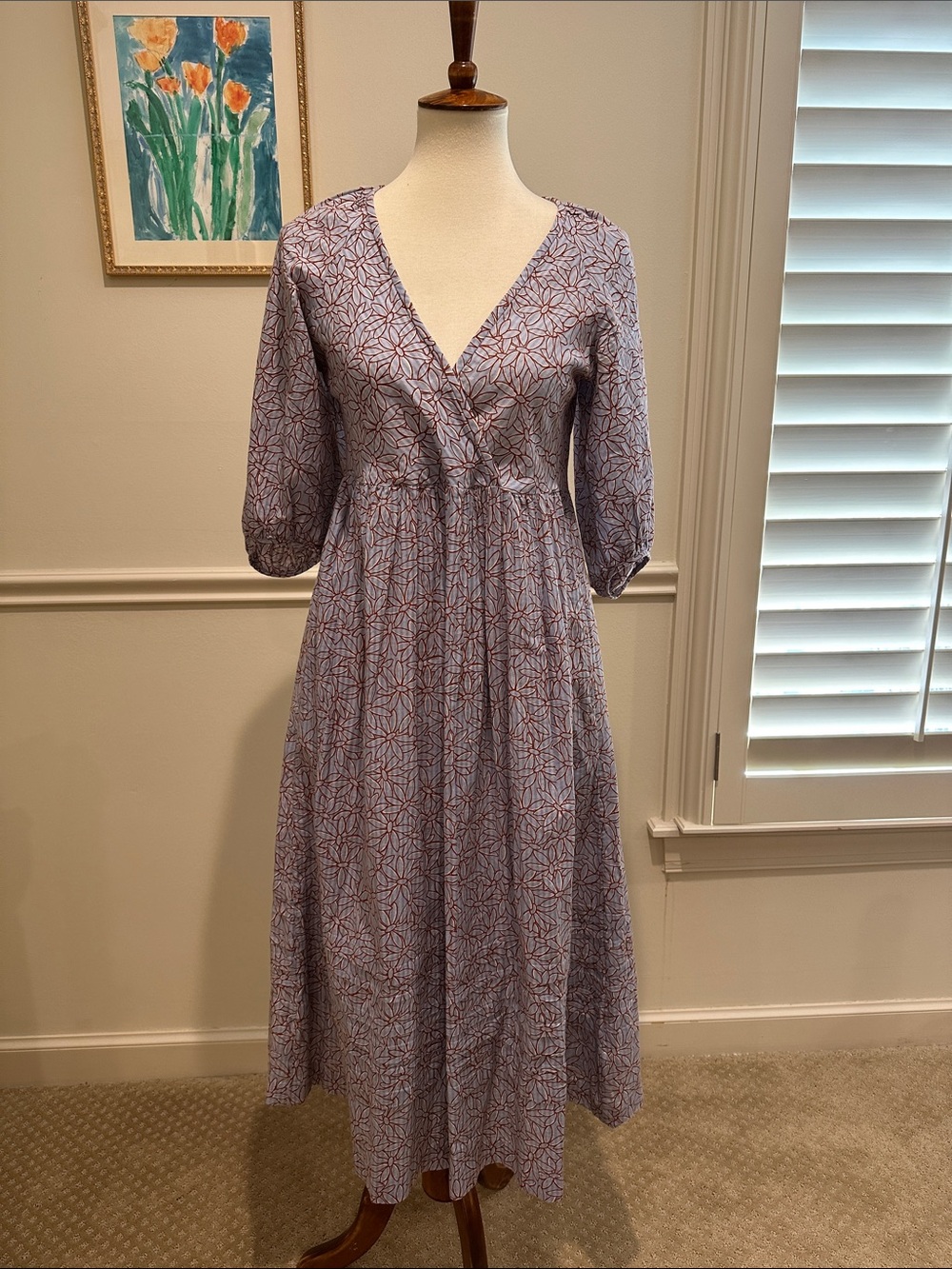 Madewell Lavender Floral-Pattern Wrap Midi Dress